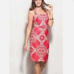 Lovely by Adrianna Papell Red Paisley Cross strap Cocktail Dress Size 8 Knee